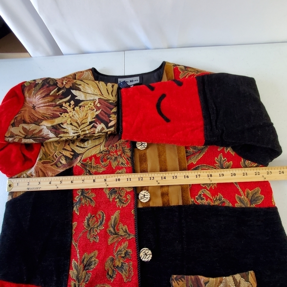 Indigo Moon Patchwork Textured Jacket Size L Pock… - image 5